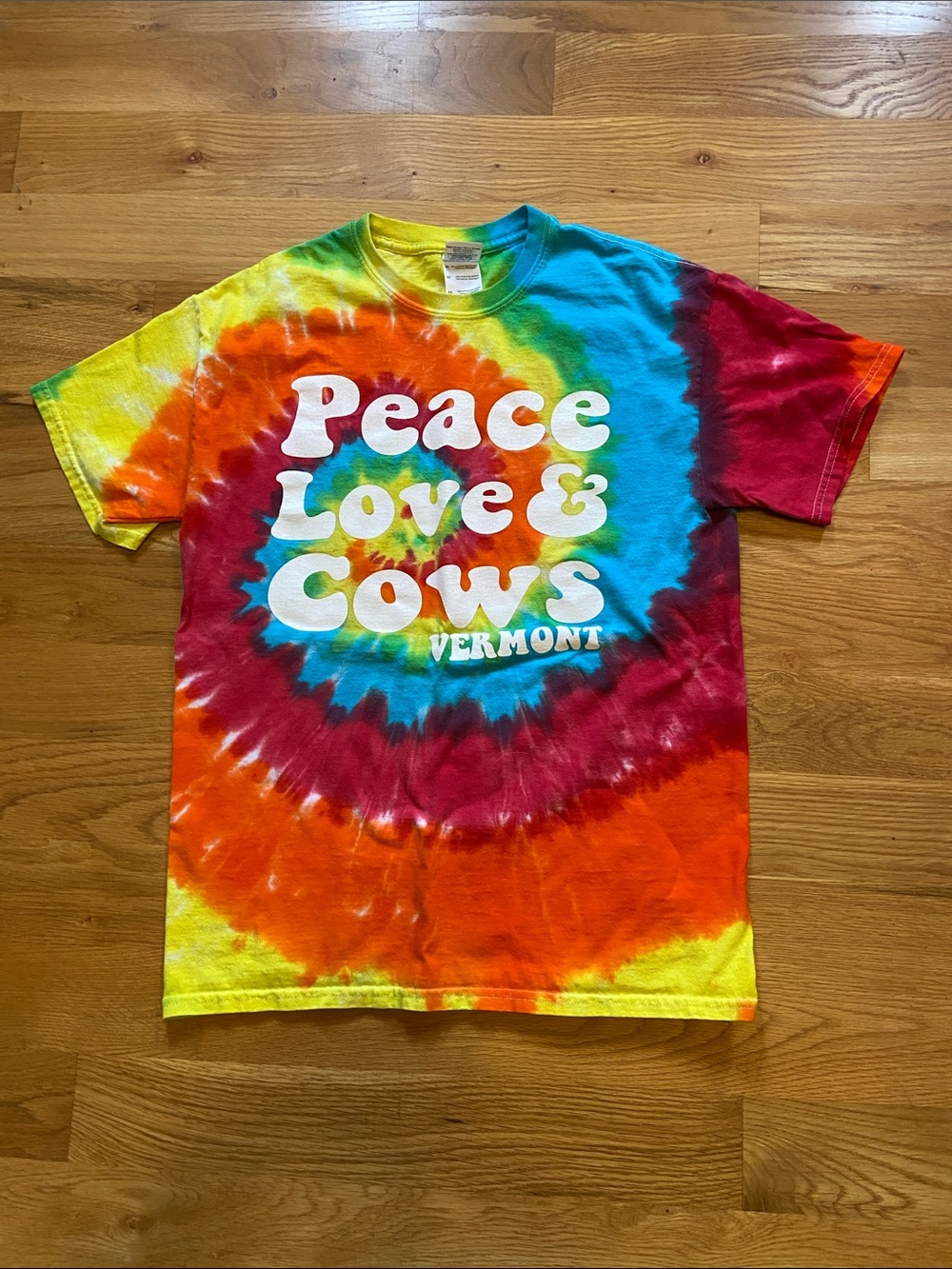 Peace Love & Cows Vermont  Tie-Dye Tee - Multi
